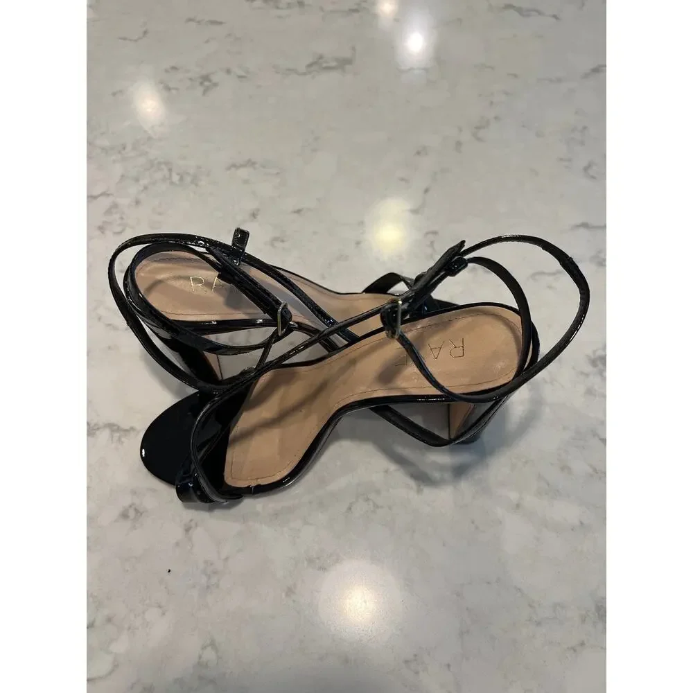 Raye Women’s Strappy Ankle Strap‎ Open Toe Party Block High Heels Size 6.5 Black